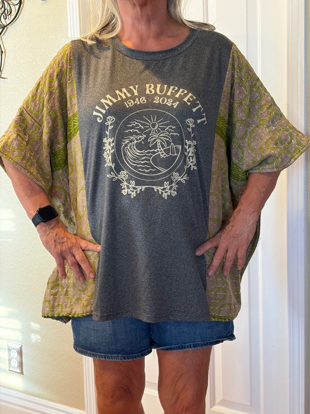 Jimmy Buffett Upcycled Kantha Tunic Top Shirt OS Handmade